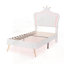 Structure de lit simple tapissier avec lumières DEL, lit princesse moderne avec tête de lit couronne pour les chambres élégantes