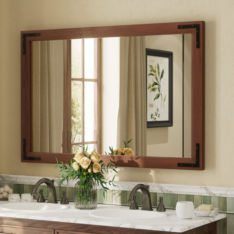 Miroir mural Amara Rustic Farmhouse, Brun, 45 po x 30 po