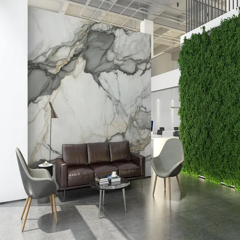 Luxury White Gray Marble Wall Mural, 108" L x 96" W
