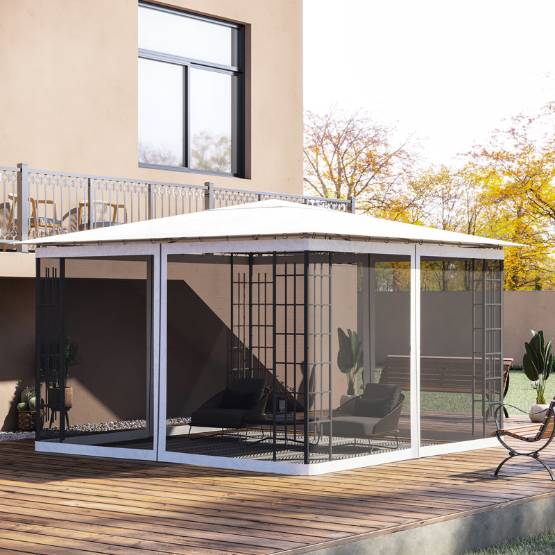 Remplacement de la paroi latérale du pavillon de jardin 10 pi x 12 pi, blanc - espace extérieur à l'abri des insectes et des débris, maille à installation rapide Keep Keep Clean, méthode simple