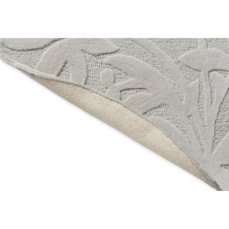 Tapis gris en laine touffeté à la main Damask, Rond 6 pi 7 po