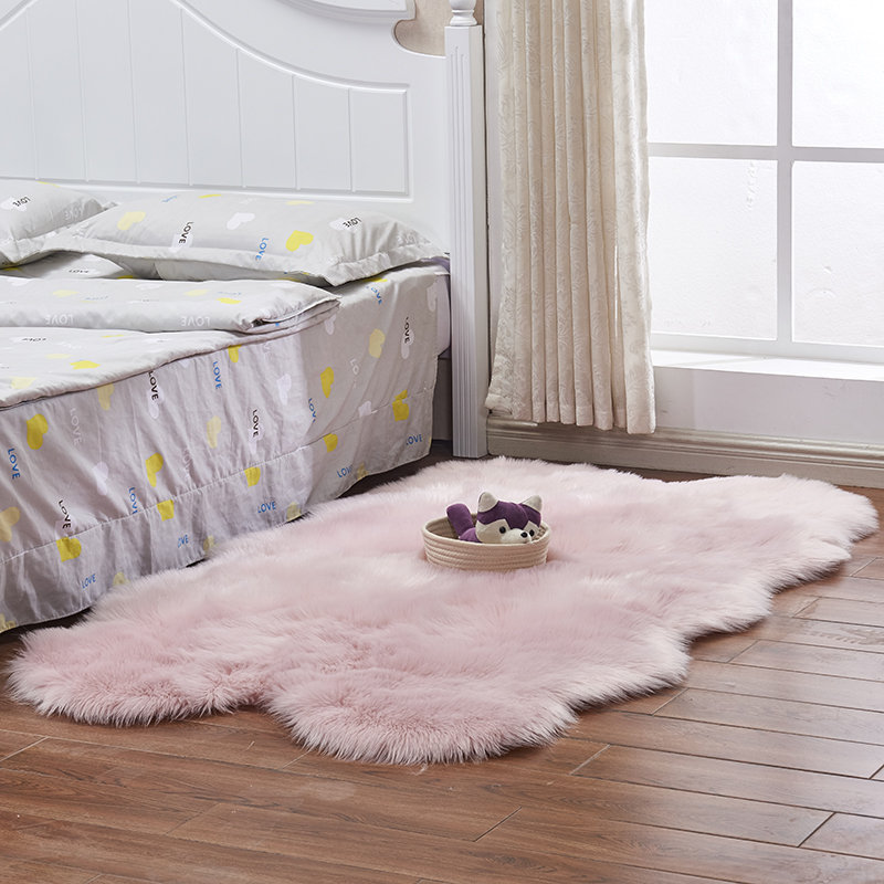 Solid Colour Faux Sheepskin 180cm X 110cm Area Rug