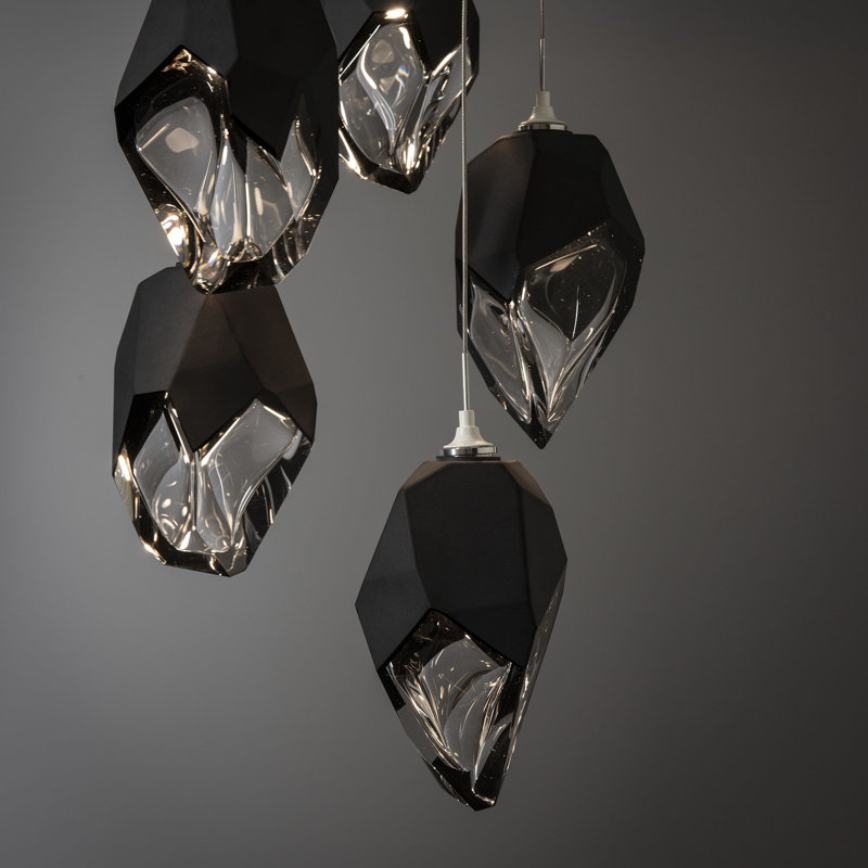 Chrysalis 5 - Light Cluster Pendant, White, 15" - 80", Black
