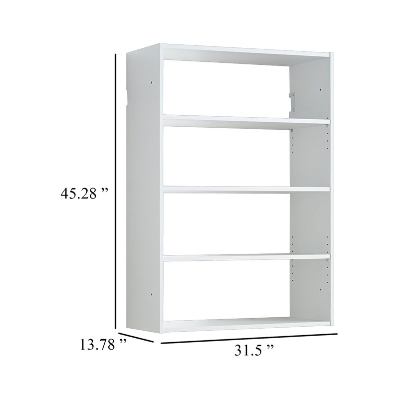 Vedz Wall Mount Adjustable Shelf, 4 Open Shelves, Melamine, White