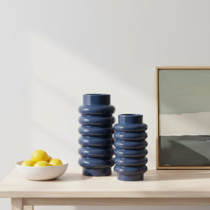 Alix Stoneware Table Vase, Dark Blue