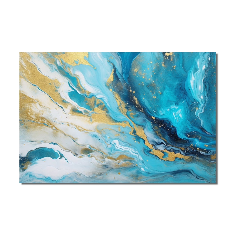 Décoration murale turquoise or infusé III - Fractales