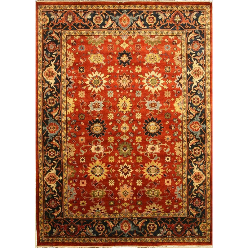 Tapis rouille noué à la main Lahar, Rectangle 9 pi x 12 pi