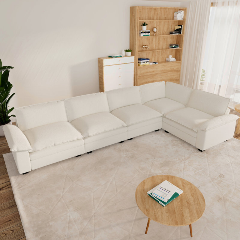 Canapé modulaire en L 4 places, canapé modulaire en chenille avec coussins amovibles et superposés