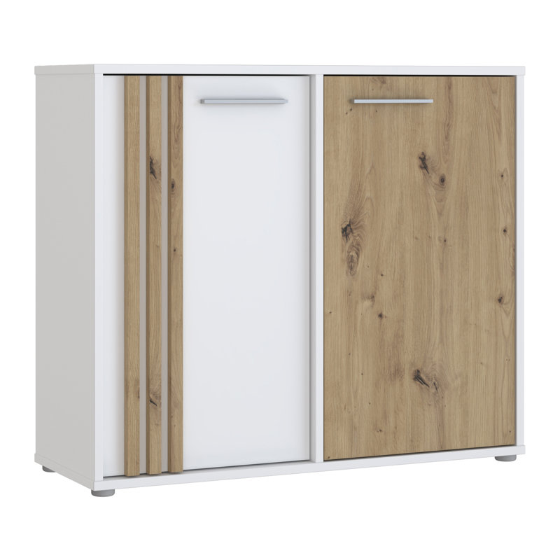 Shinee Standard Accent Cabinet, Chrome, White/Beige