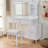 Space-saving Bedroom Vanity Desk With Led Lights, Mirror & 4-drawer Dressing Table-250541709