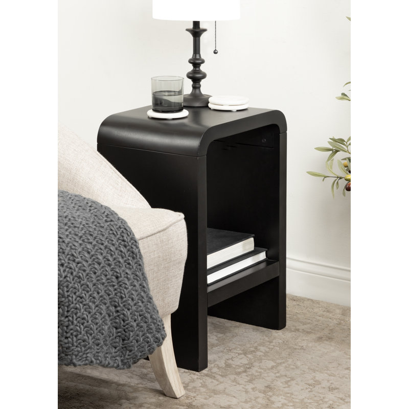 Ladessa Solid Wood 2-Tier End Table, Black