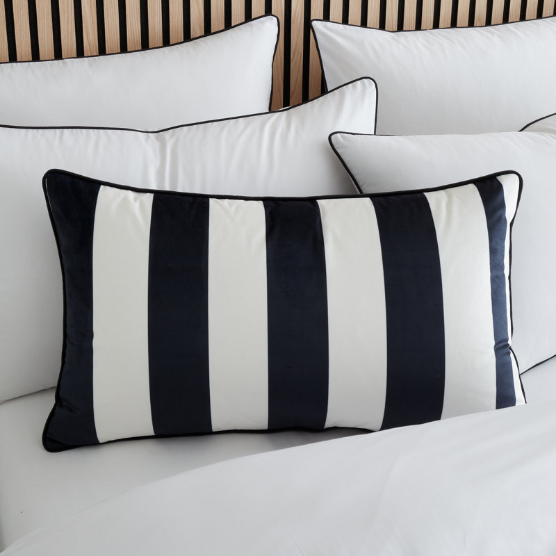Monochrome Velvet Stripe Cushion Cover
