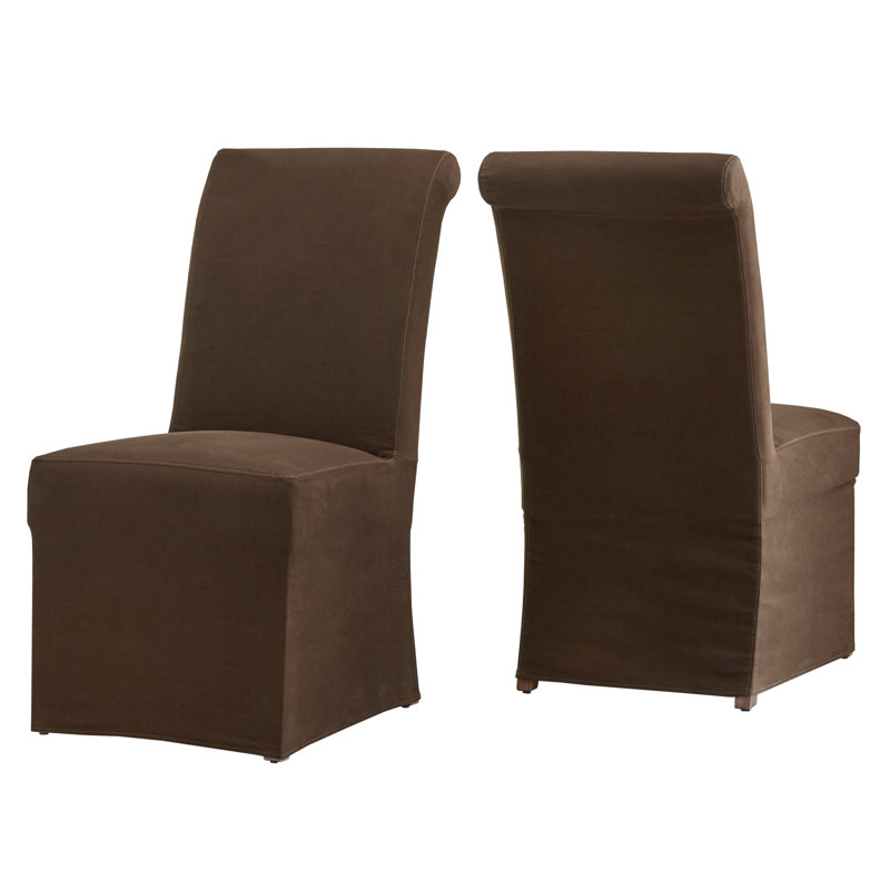 Chaise parsons rembourrée en coton Sela, Brun