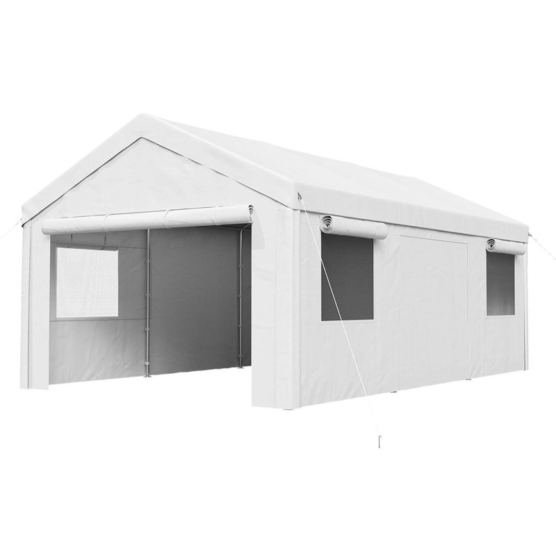 Carport Canopy & Party Tent, Multi-Purpose Portable Garage with Removable Sidewalls and Mesh Windows, 24.8 cm × 49.7 cm