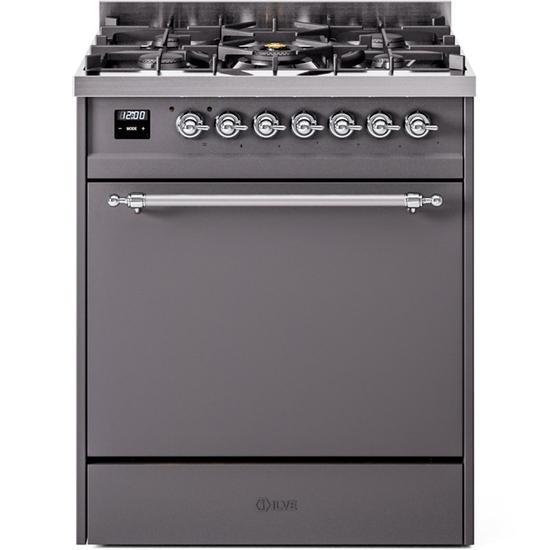 Cuisinière à double carburant 30 po ILVE Nostalgie II, Gaz naturel, Graphite mat / chrome