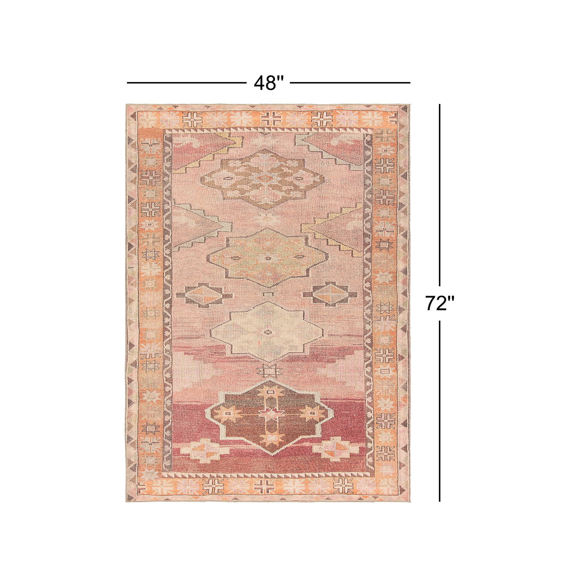 Debary Machine Washable Performance Orange/Pink/Brown Rug, Rectangle 4' x 6'