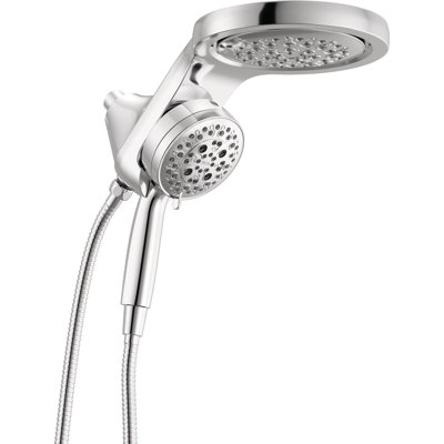 6Setting HydroRain 2in1 Dual Shower Head with ProClean Spray 175 GPM