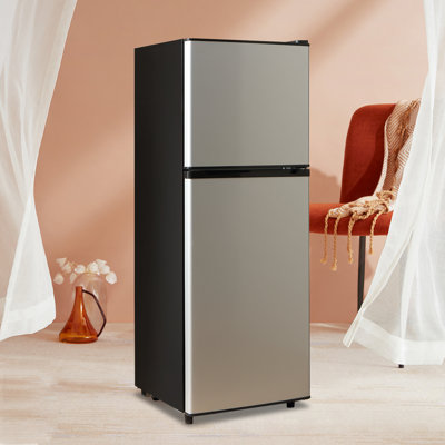 WANAI Double Door Small Refrigerator with Freezer, 5.0 Cu.Ft Large Size Fridge with 7 Level Adjustable Thermostat & Removable Shelves, Mini Refrigerator for Kitchen Apartment and Office