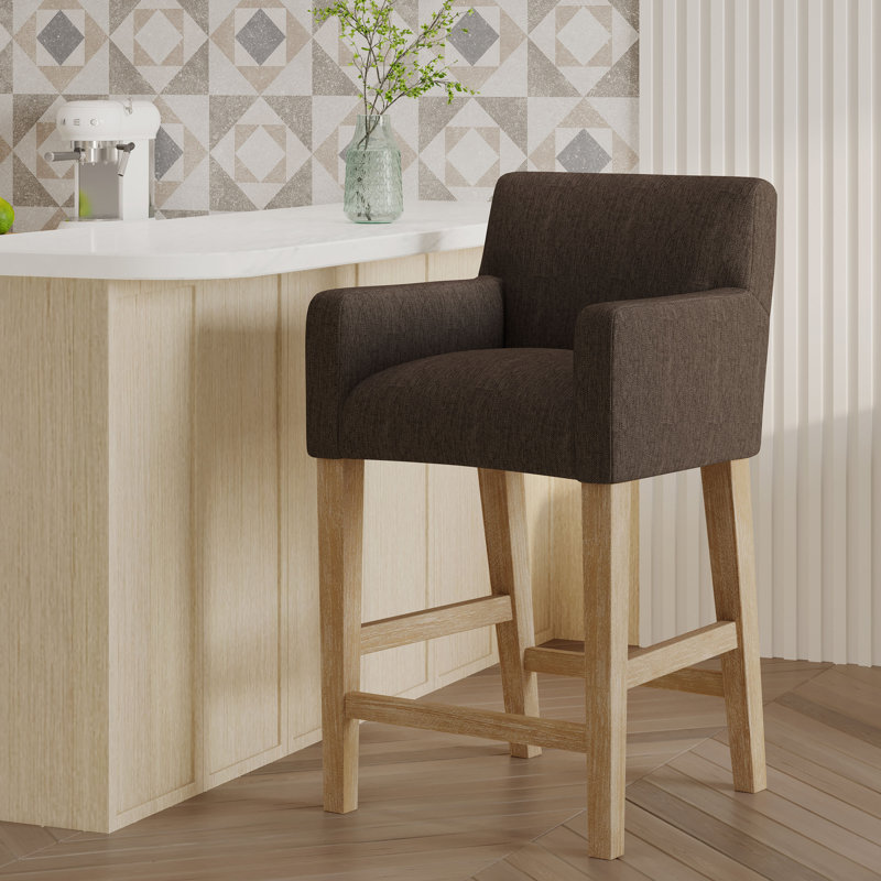 Tabouret de comptoir rembourré de 26 pouces - brun / brun patiné, Brun