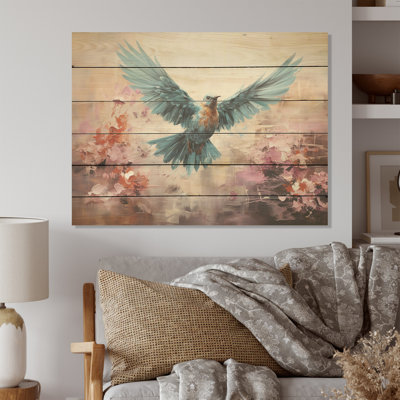 Cerulean Calm Graceful Dove - Dove Wood Wall Art On Natural Pine Wood