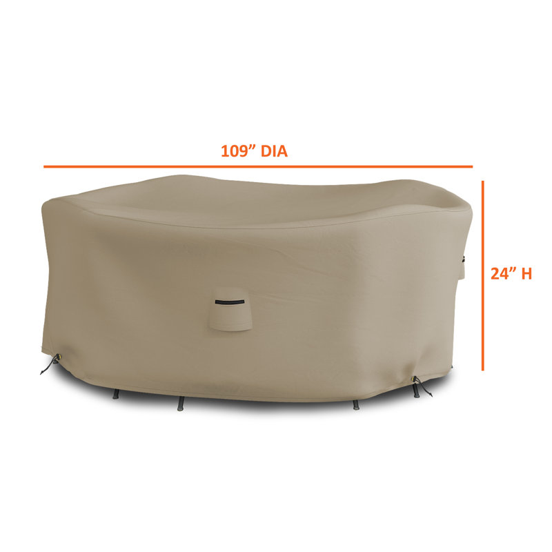Housse robuste pour table ronde et chaise d'extérieur robuste et polyvalente, H 24 po x l 109 po, Beige