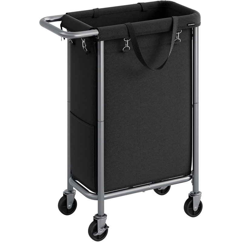 Panier à linge roulant avec poignées, Noir, H 31,89 po x l 27,2 po x P 15,39 po