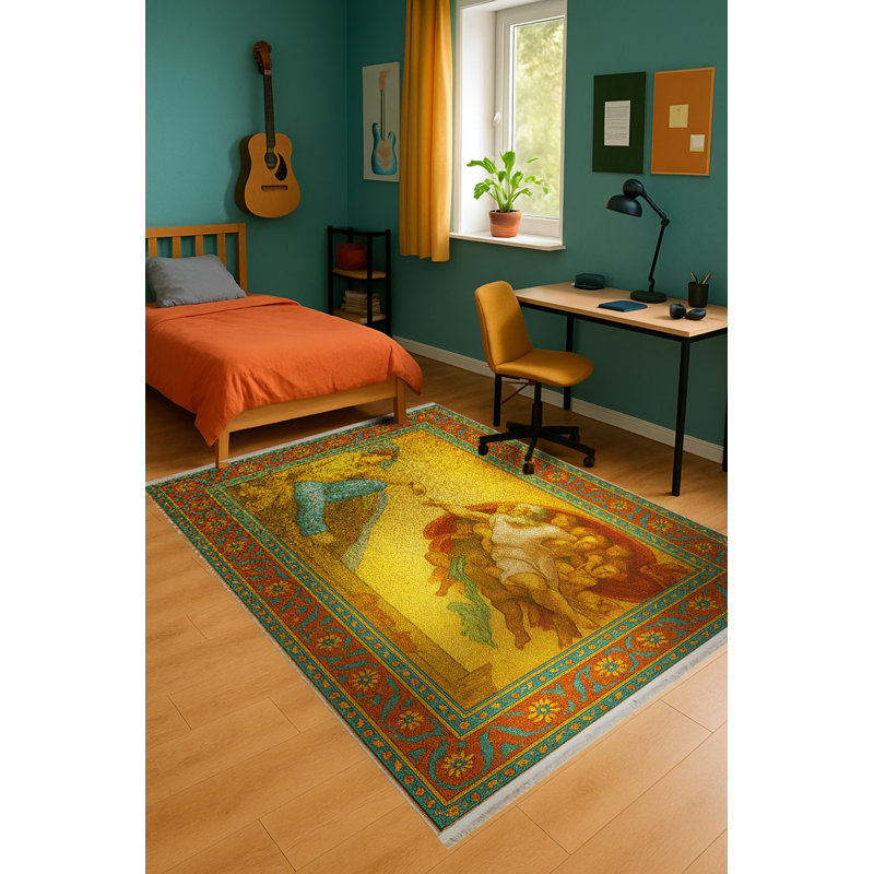 Tapis tissé orange Mosso, 4'7" x 6'7"