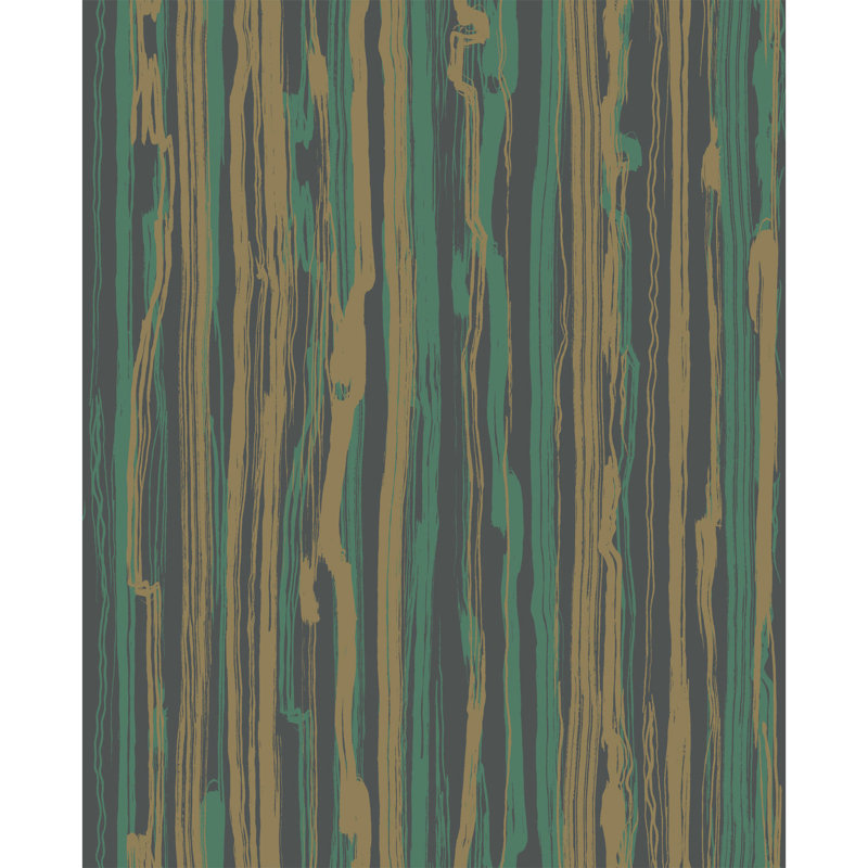 Curio Strand Abstract Wallpaper Roll, Teal/Gold