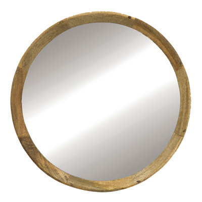 D20x1.5"Transitional Decor Style Mango Wood Wall Mirror Wall Decor With Frame Of Solid Mango Wood For Bathroom,Entryway Console Lean Against Wall