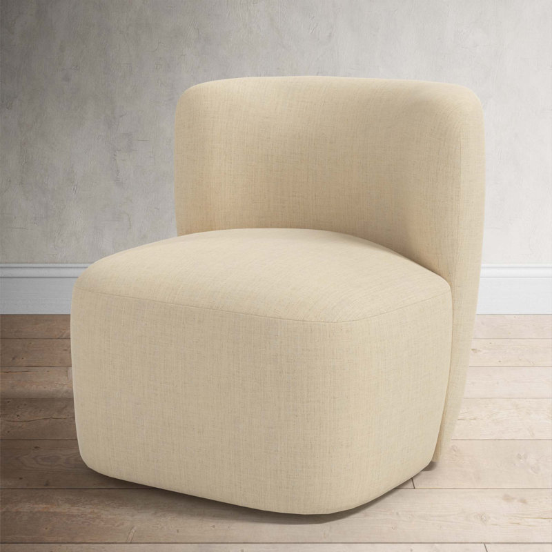 Mariza Upholstered Swivel Accent Chair, Classic Linen Linen
