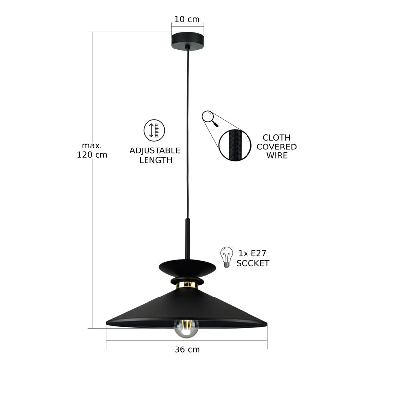1 - Light Pendant, Black