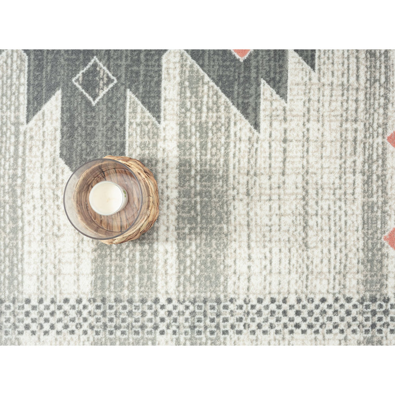 Tapis crème et rose Artioma PRT110D, Rectangle 5 pi 3 po x 7 pi 6 po