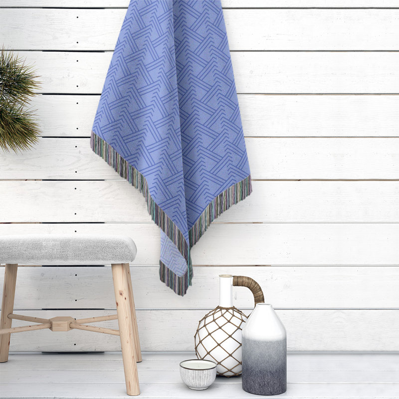 Couverture en coton tissé zigzag classique, L 37 po x L 52 po, Bleu bébé