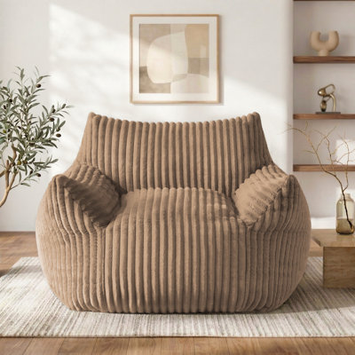 Fauteuil à billes surdimensionné en mousse de velours côtelé à compression