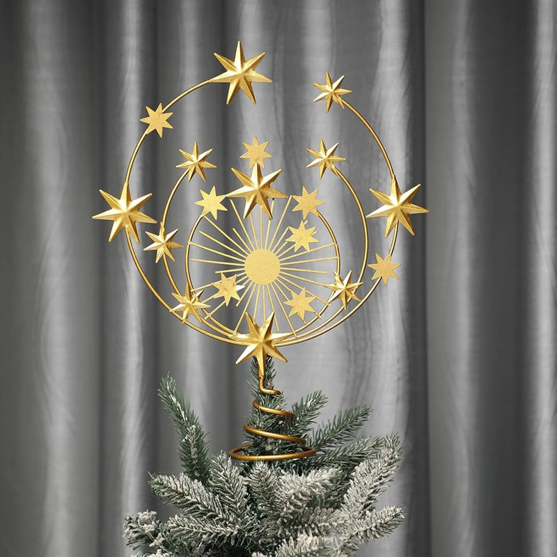 Étoile de Noël en métal doré céleste – Décoration élégante pour sapin de Noël