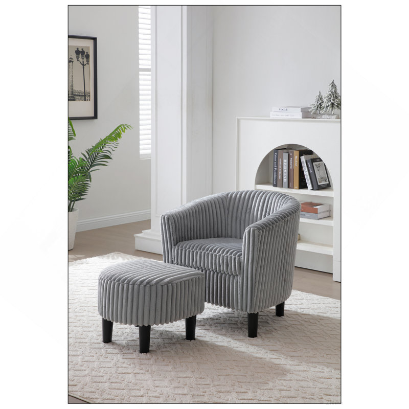 Chaise et repose-pieds Salem G00206-C, gris, Grey Corduroy