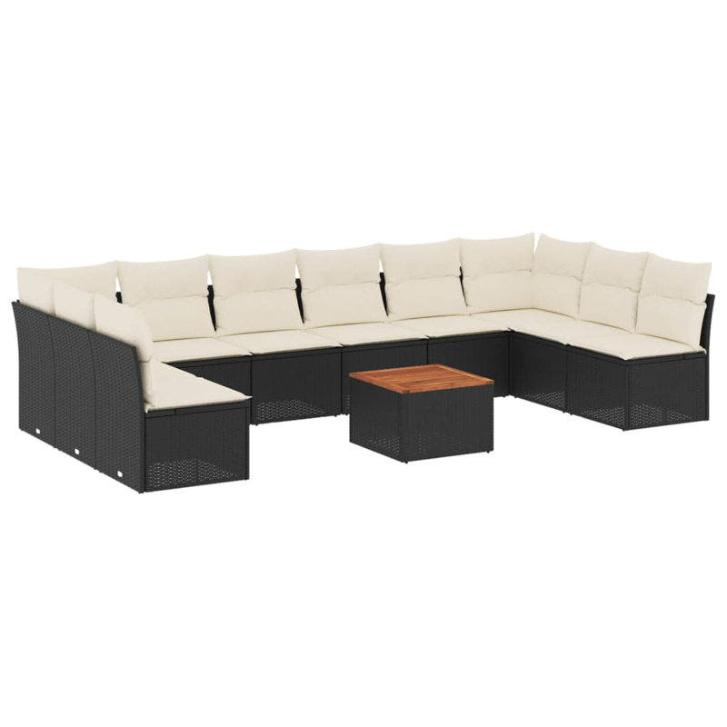 Ensemble de canapé de jardin Vidaxl - noir, blanc crème, brun