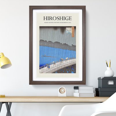 Downpour at Ohashi Bridge 1 Piece Single Picture Frame Wall Art