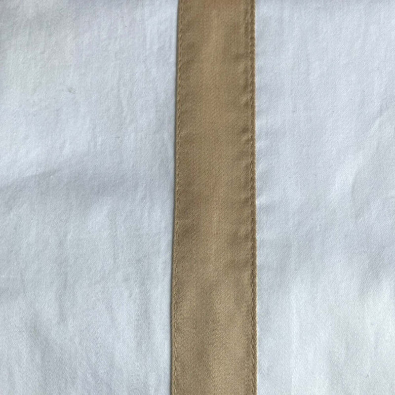 Ready-to-Bed 2.0 Cotton & Trim Sheet Set, White/Taupe, Queen Sheet Set with 2 Pillowcases
