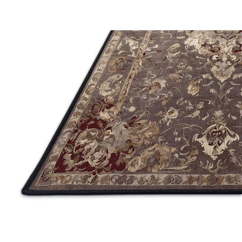Tapis brun lavable à la machine, Rond 7 pi