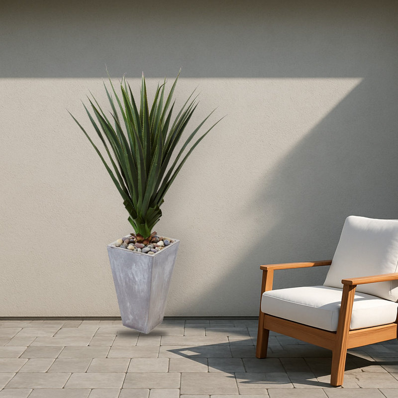 Spiked Agave Artificial Plant in Cement Planter