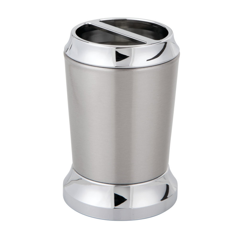 iDesign Stainless Steel Divided Toothbrush Holder - Brushed & Chrome Split Finish