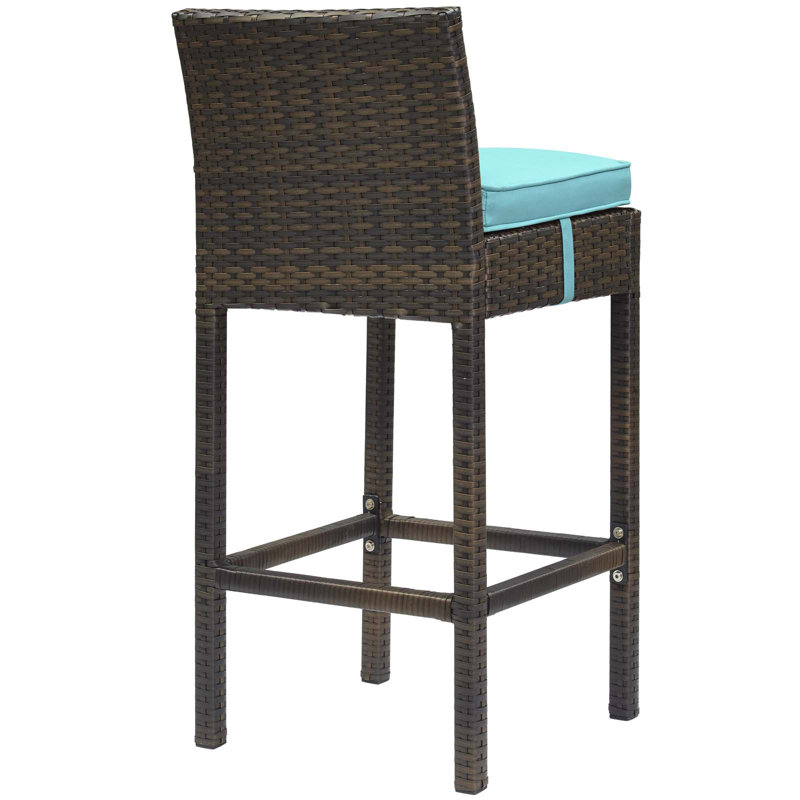 Tabouret de bar Havenside Home Bocabec, Turquoise, Velours gris pâle