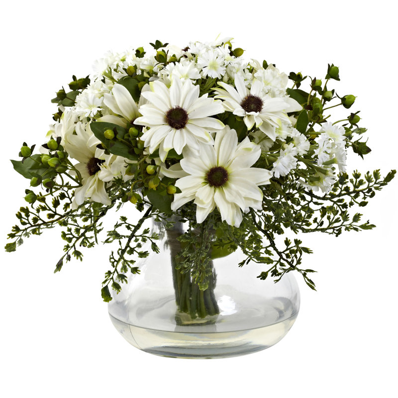 Arrangement floral marguerites dans un vase, Rose, Petit