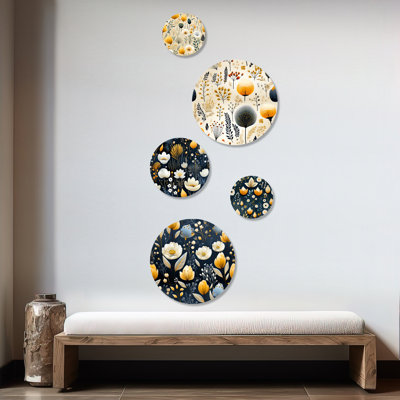 Medford - ensemble d'art mural floral rond floral de 5