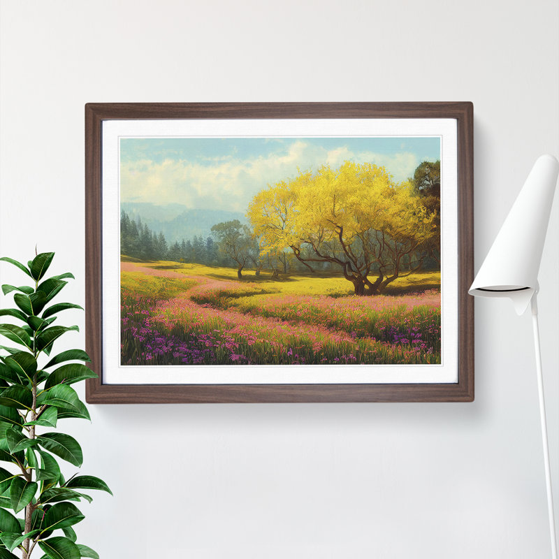 Spring Landscape Meadow - Framed Print
