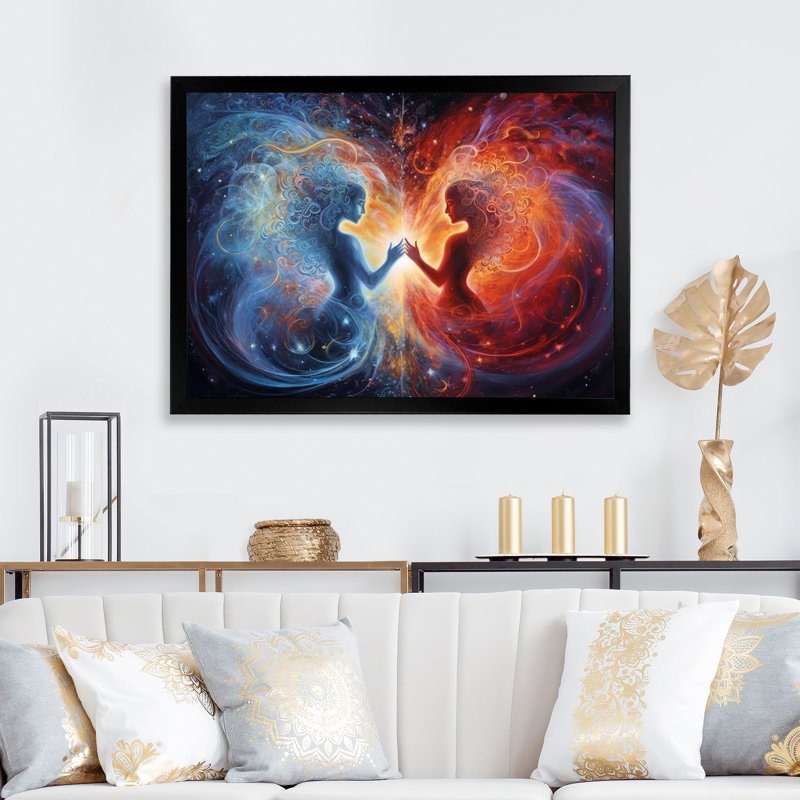 " Twin Flame Divine Love ", Black Single Picture Framed, 16" H x 32" W x 1" D