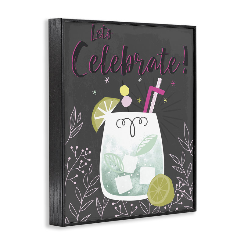  «Let's Celebrate Cocktail», estampe numérique encadrée par Angela Nickeas, H 20 po x l 16 po, Giclée encadrée noir minuit