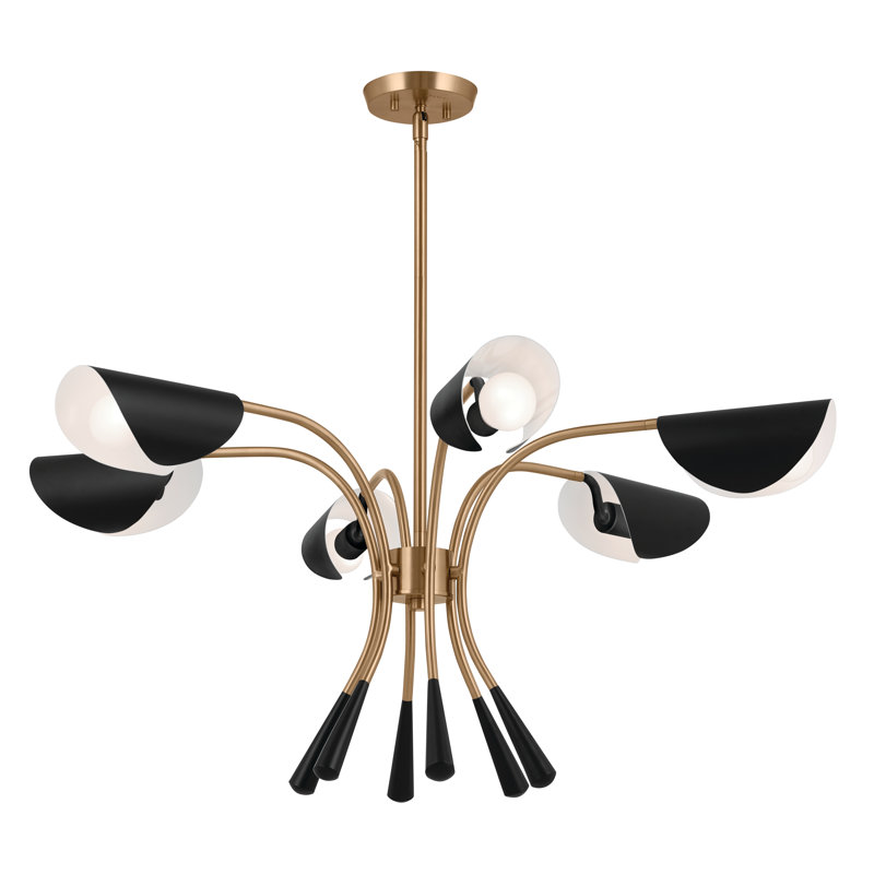 Lustre classique à 6 lumières Marcia, Bronze champagne, Noir