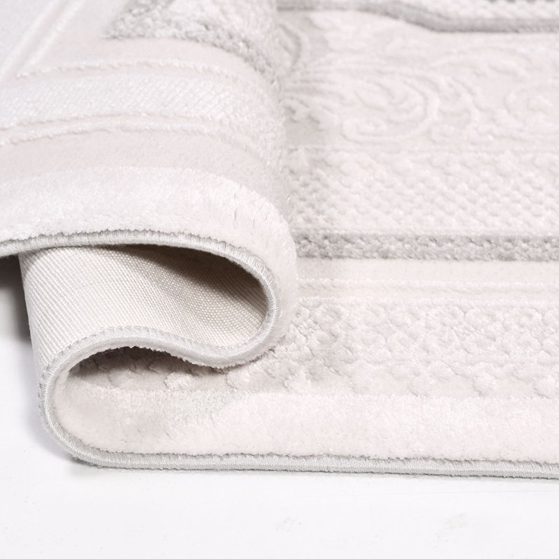 Tapis beige moderne lavable à la machine, Rectangle 6 pi 7 po x 9 pi 11 po